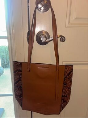 Rebecca Minkoff Brown Tote Bag with Snake-Print Side Panels - Women Bags